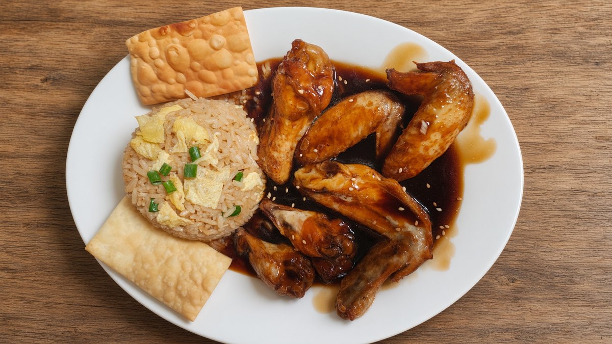 Alitas sillao c/ chaufa en Chifa Yuan Fen