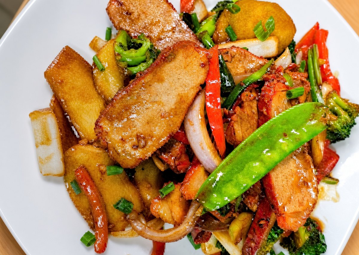 Chancho al ajo c/ chaufa en Chifa Yuan Fen